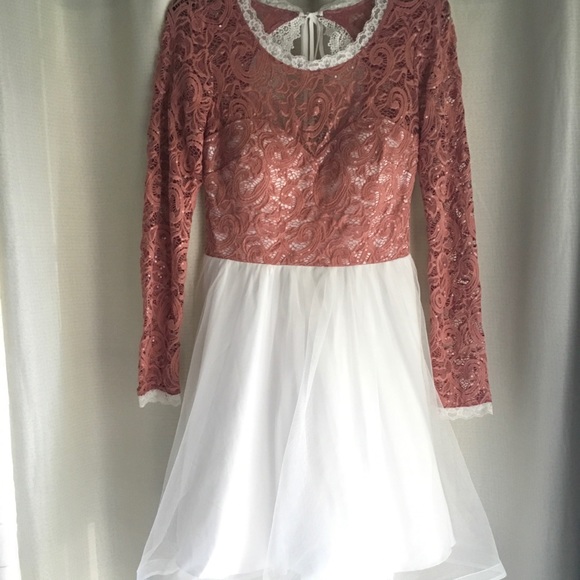 My Michelle Coral Lace Sequin Tulle Skirt Dress - Picture 2 of 10